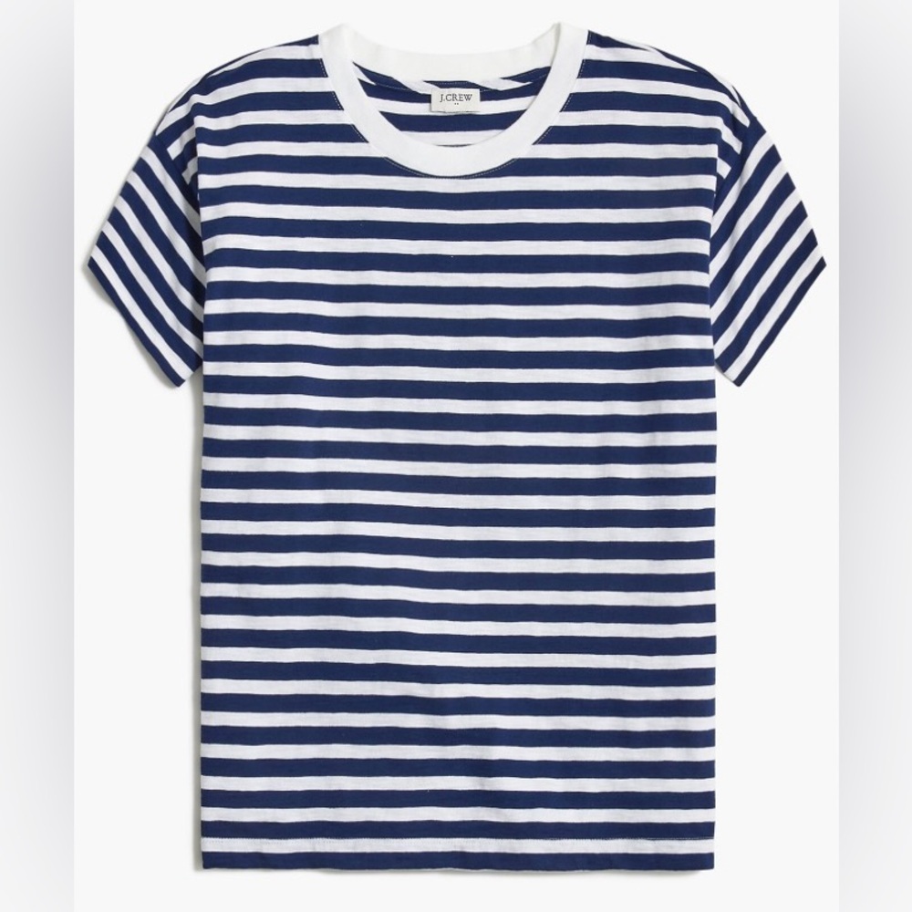 J. Crew Women’s 100% Cotton Striped Crewneck Short Sleeve Tee, Sz Small